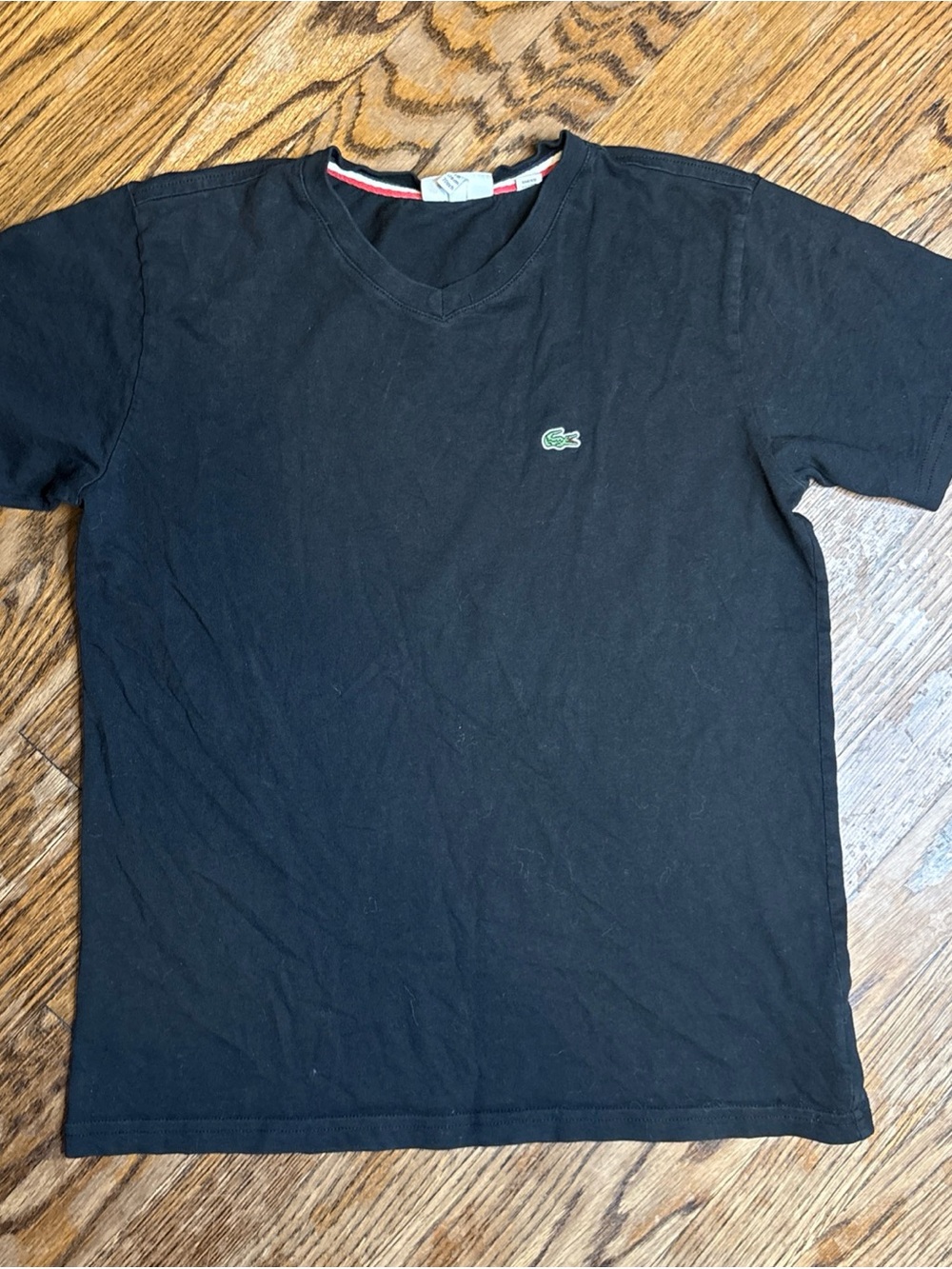 Lacoste Black Short Sleeve Crew Neck T-Shirt with Green Crocodile size 16